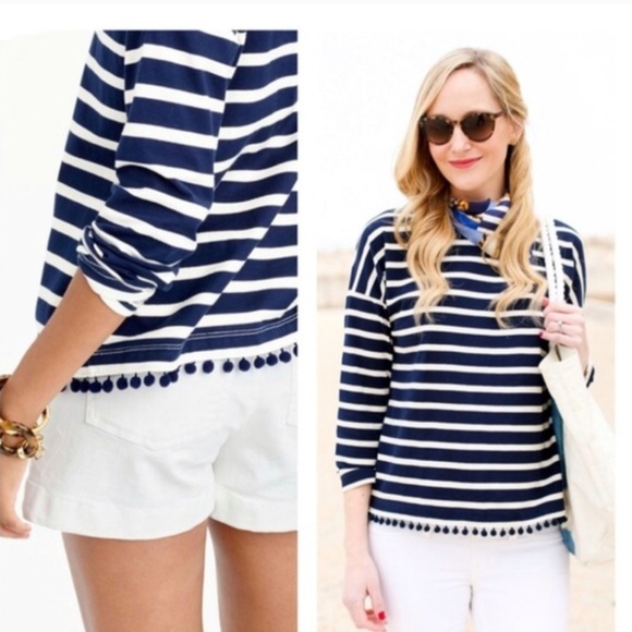 J CREW POM POMS STRIPED T- SHIRT SIZE M - Picture 3 of 9